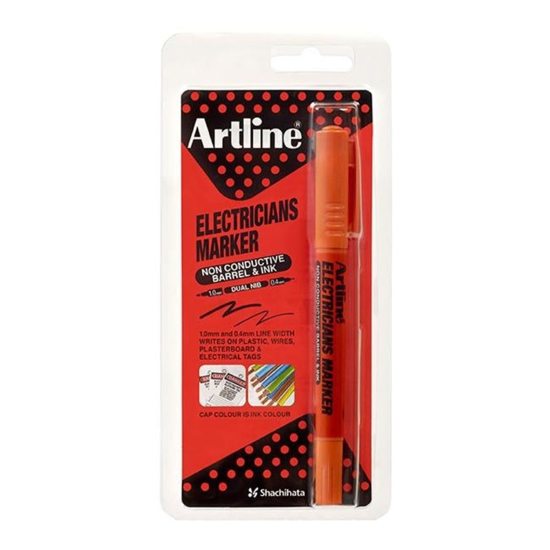 Artline electricians permanent marker dual nib orange hs