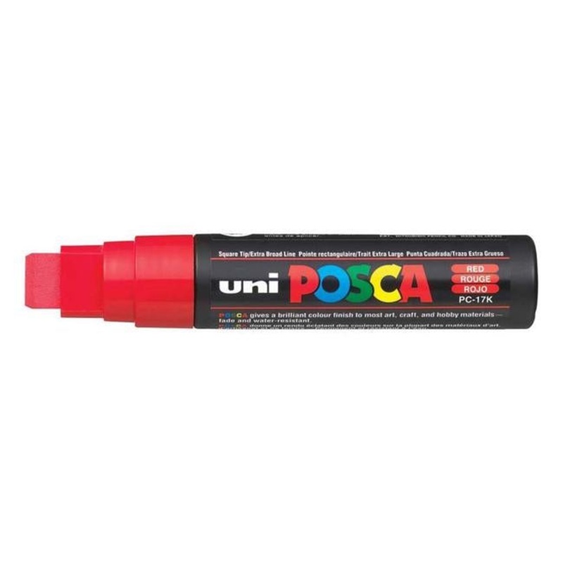 Uni Posca Marker 15.0mm Extra-Broad Chisel Red PC-17K