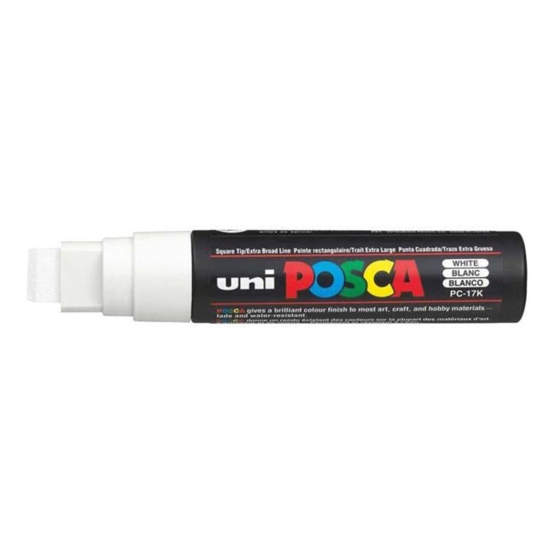 Uni Posca Marker 15.0mm Extra-Broad Chisel White PC-17K