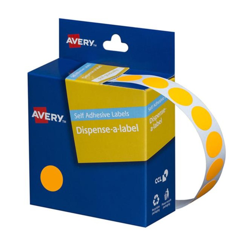 Avery Label Dispenser Dmc14fo Orange Fluoro Round 14mm 700 Pack