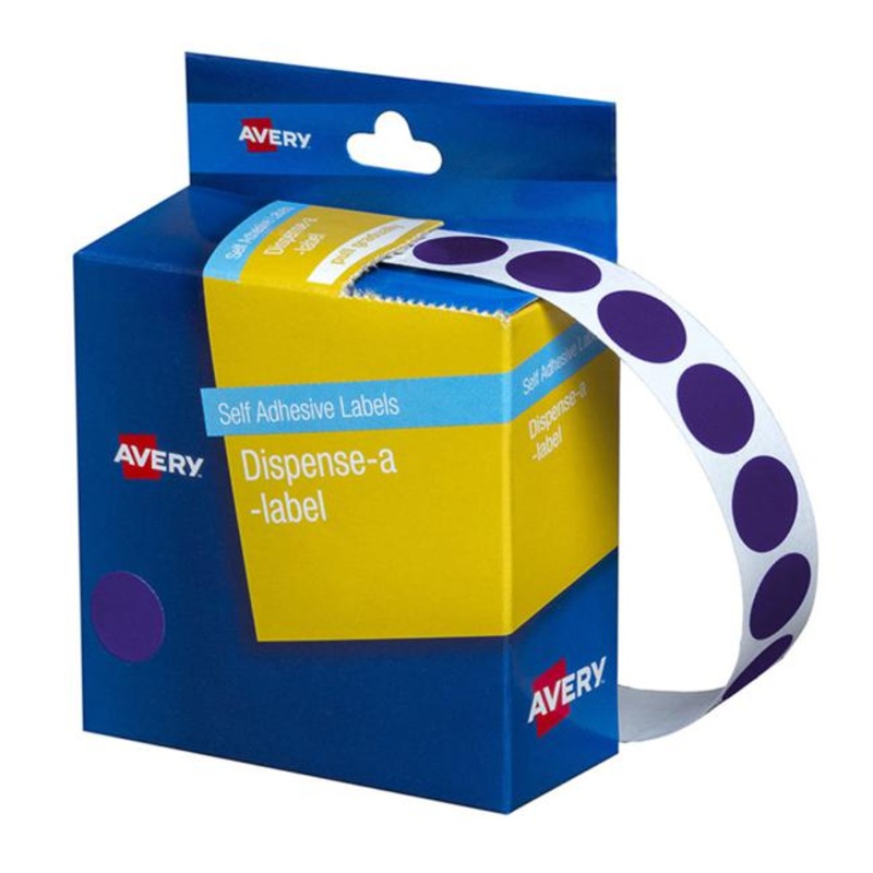 Avery Label Dispenser Dmc14pu Purple Round 14mm 1050 Pack