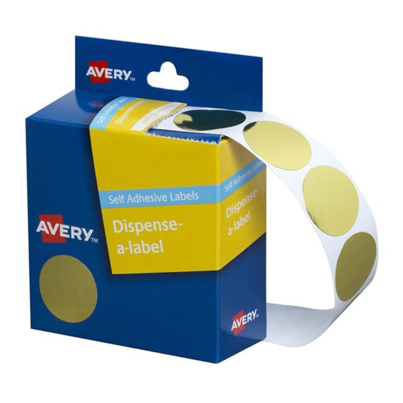 Avery Label Dispenser Dmc24go Gold Round 24mm 250 Pack
