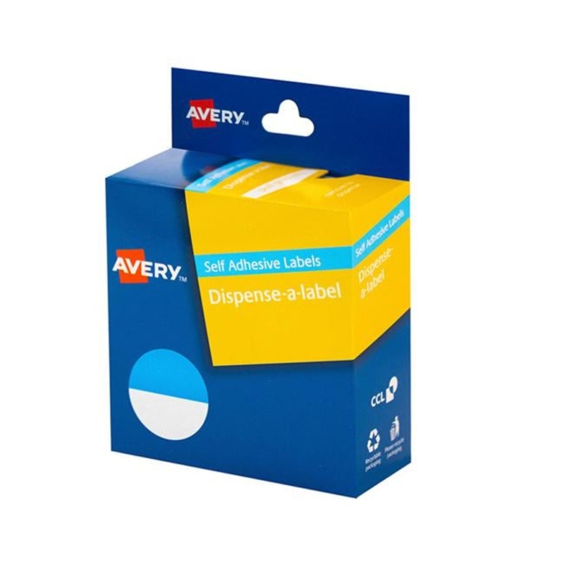 Avery Label Dispenser Blue & White Round 24mm 300 Pack