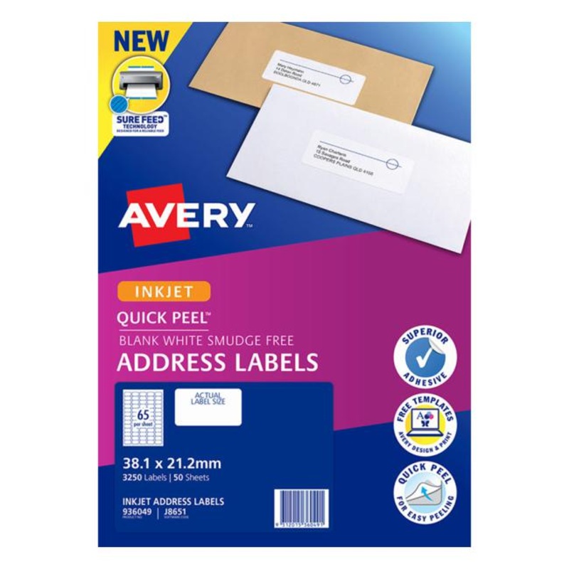 Avery Label J8651-50 Inkjet 50 Sheets