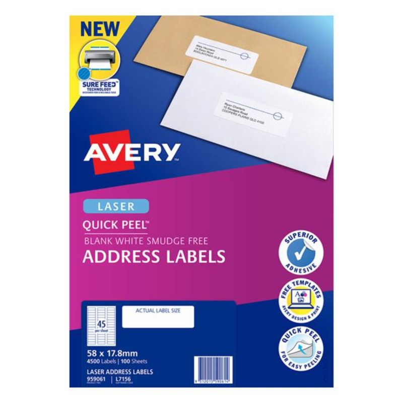 Avery Label L7156-100 5817.8mm 100 Sheets