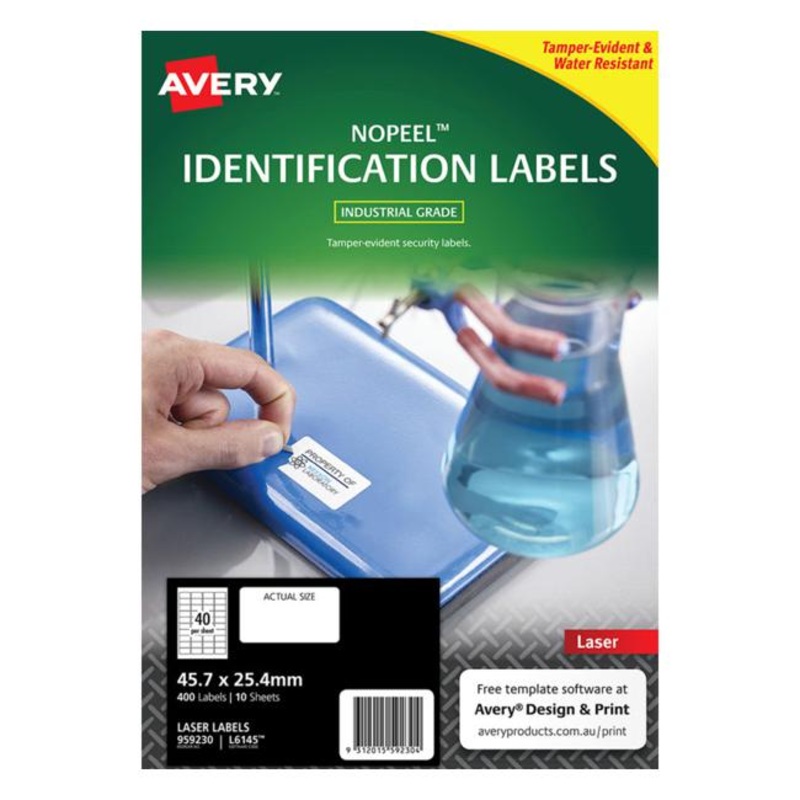 Avery Nopeel Label L6145 White 40 Up 10 Sheets Laser 45.725.4mm