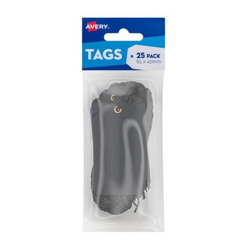 Avery Black Scallop Tags 85x45mm w/string 25 pack