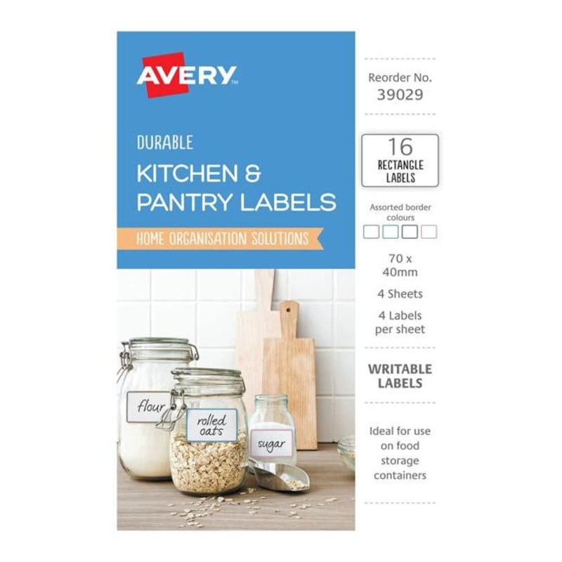 Avery Durable Kitchen Labels 70 x 40 mm Rectangle 16