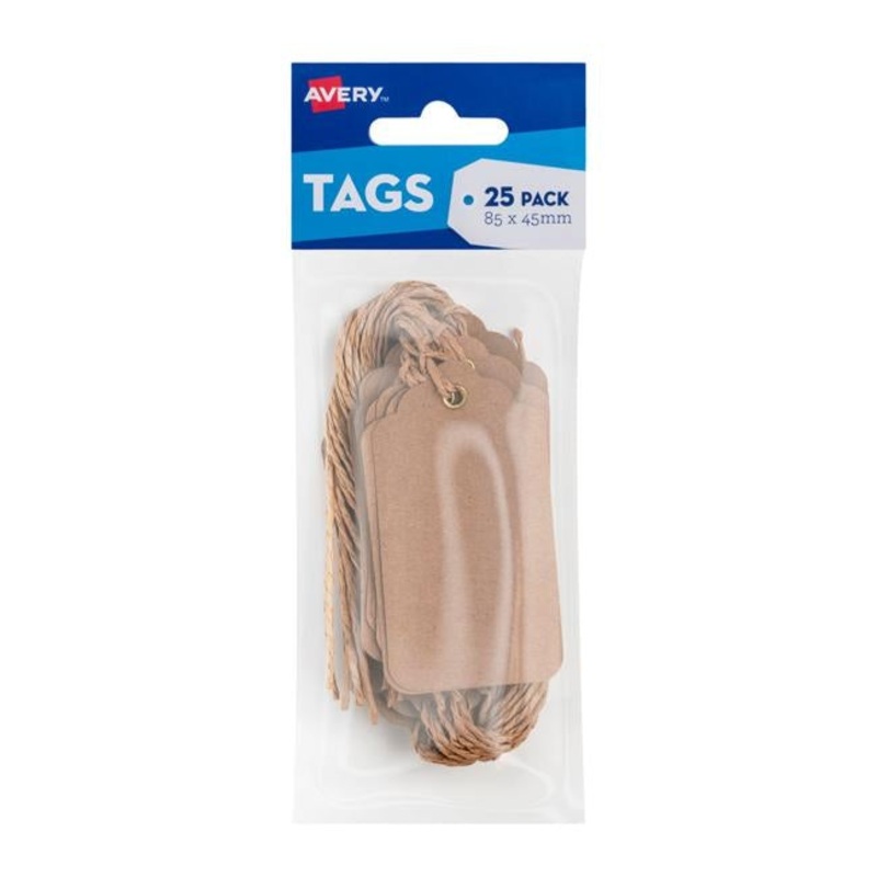 Avery Kraft Brown Scallop Tags - 85x45mm w-string 25 pack
