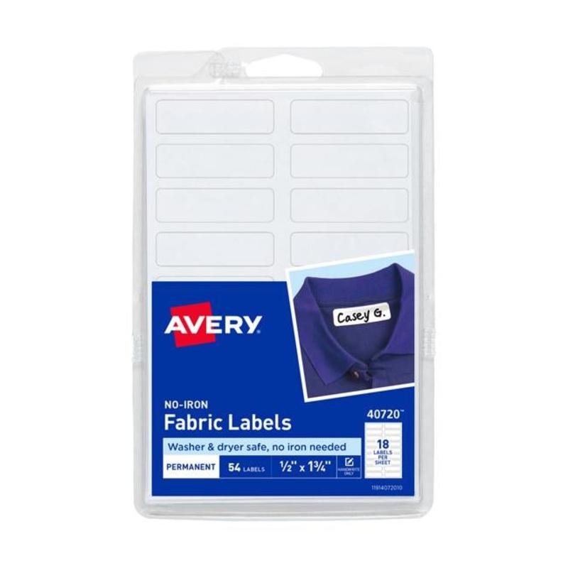 Avery No Iron Fabric Labels - A6 45x13mm 18up 54 pk