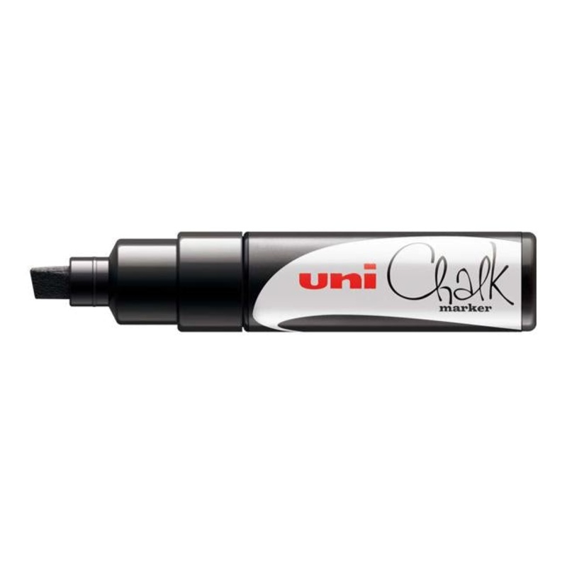 Uni Chalk Marker 8.0mm Chisel Tip Black PWE-8K