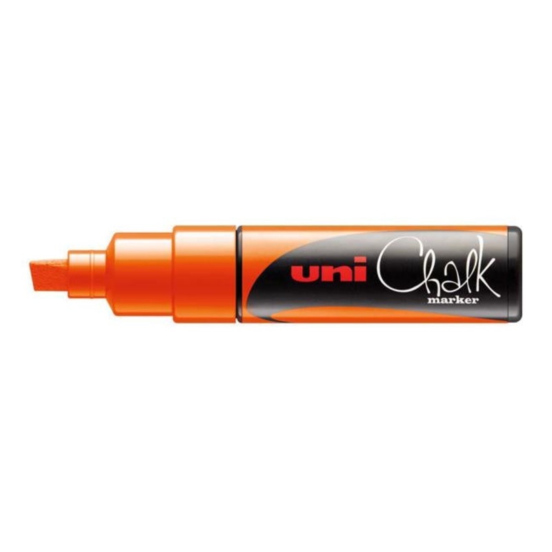 Uni Chalk Marker 8.0mm Chisel Tip Fluoro Orange PWE-8K
