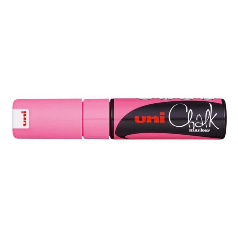 Uni Chalk Marker 8.0mm Chisel Tip Fluoro Pink PWE-8K