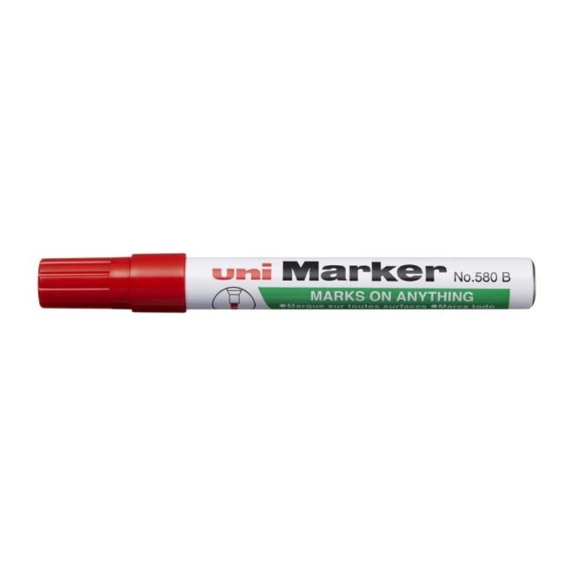 Uni Permanent Chisel Tip Marker Red 580