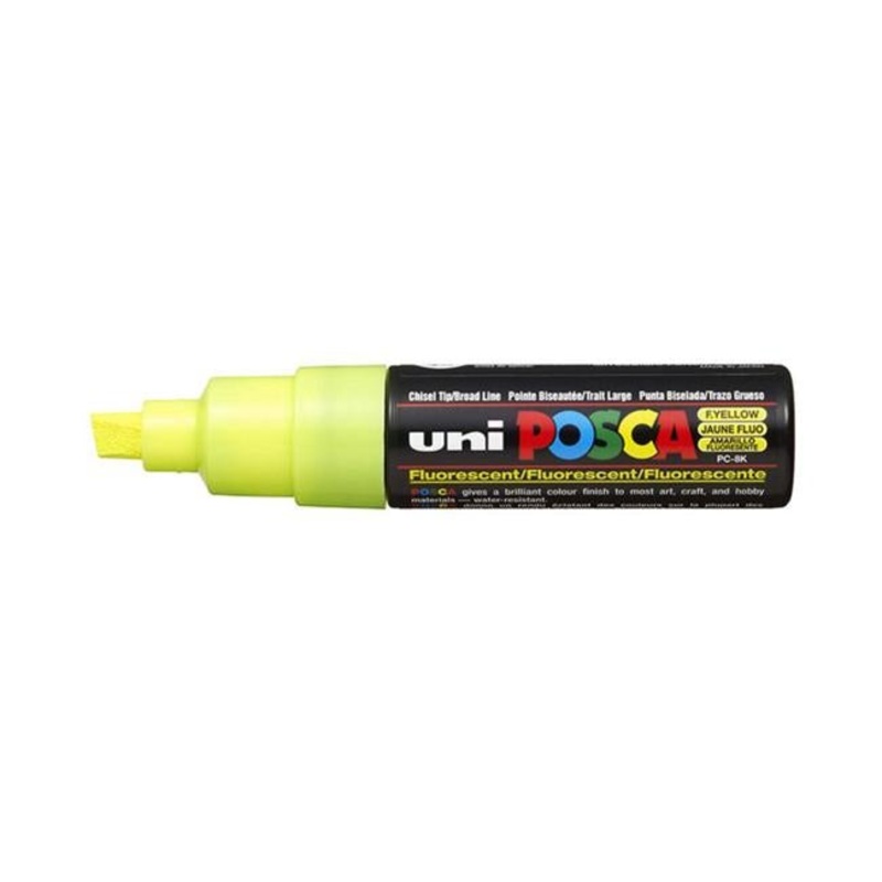 Uni Posca Marker 8.0mm Bold Chisel Fluro Yellow PC-8K