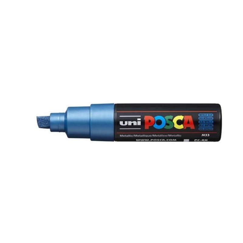 Uni Posca Marker 8.0mm Bold Chisel Metallic Blue PC-8K