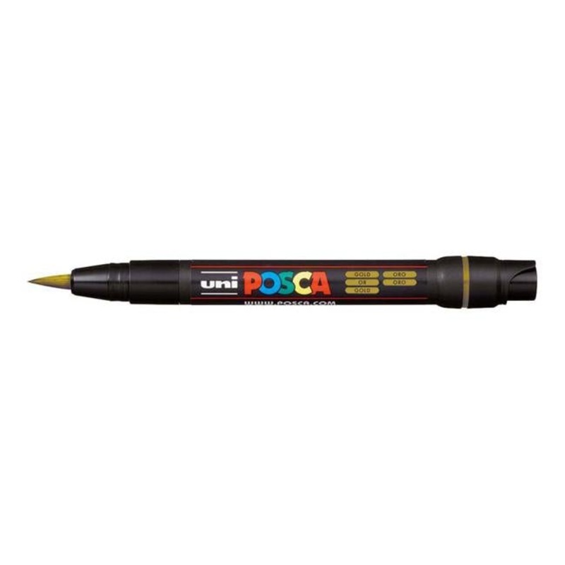 Uni Posca Marker 0.1-10.0mm Brush Tip Gold PCF-350