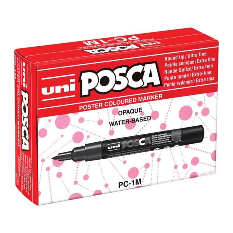 Uni Posca Marker 0.7mm Ultra-Fine Round Tip Assorted Pack 12 PC-1M