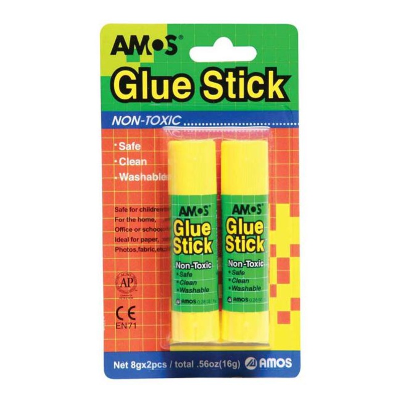 Amos Glue Stick 8gm 2 Pack Hangsell