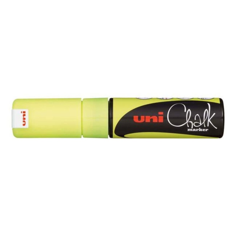 Uni Chalk Marker 8.0mm Chisel Tip Fluoro Yellow PWE-8K