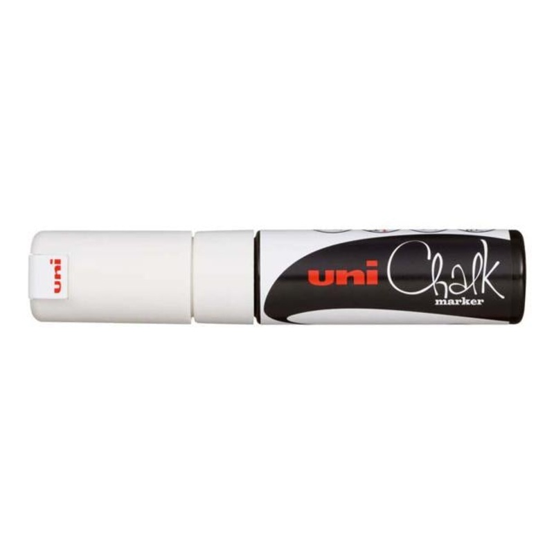 Uni Chalk Marker 8.0mm Chisel Tip White PWE-8K