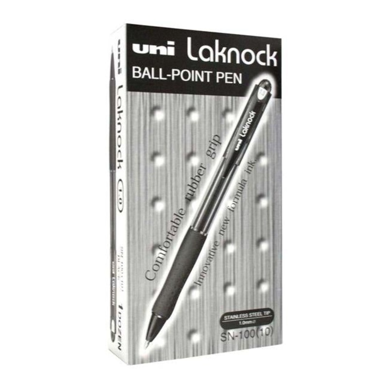 Uni Laknock 1.0mm Retractable Medium Black SN-100