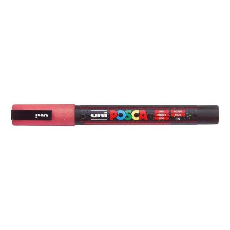 Uni Posca Marker 0.9-1.3mm Fine Glitter Red PC-3M