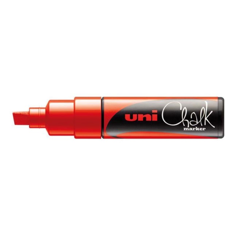 Uni Chalk Marker 8.0mm Chisel Tip Red PWE-8K