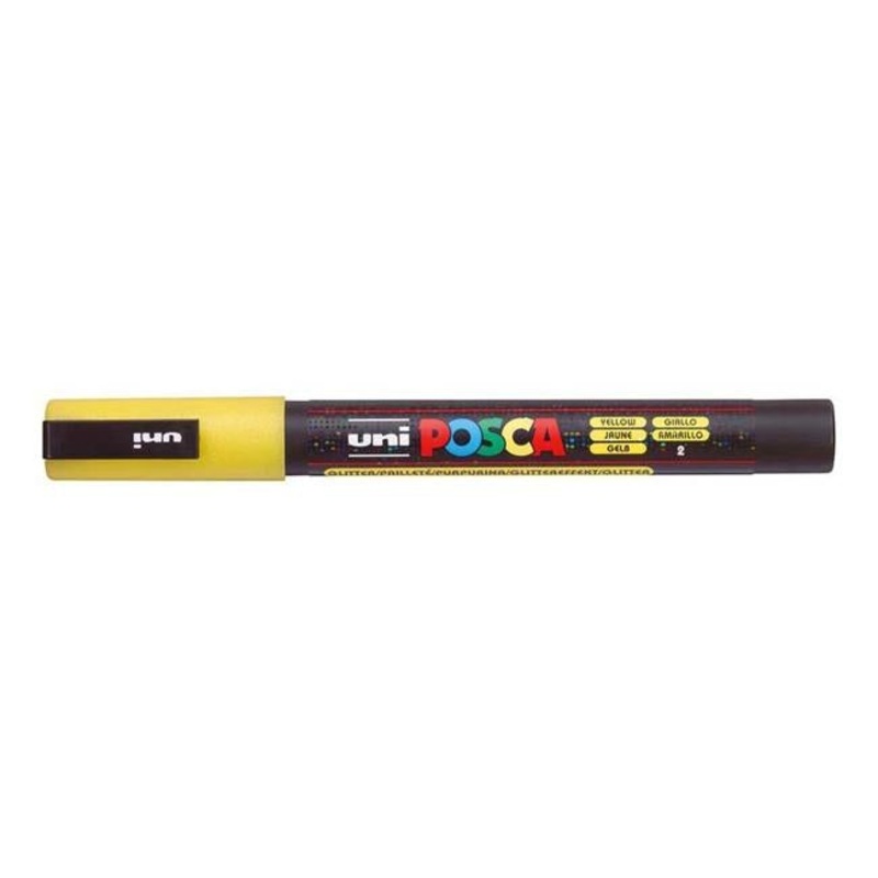 Uni Posca Marker 0.9-1.3mm Fine Glitter Yellow PC-3M