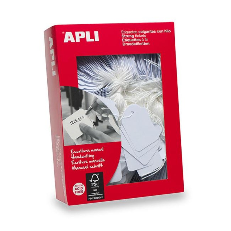 Apli handwriting strung tickets 00389 18x29mm box 1000