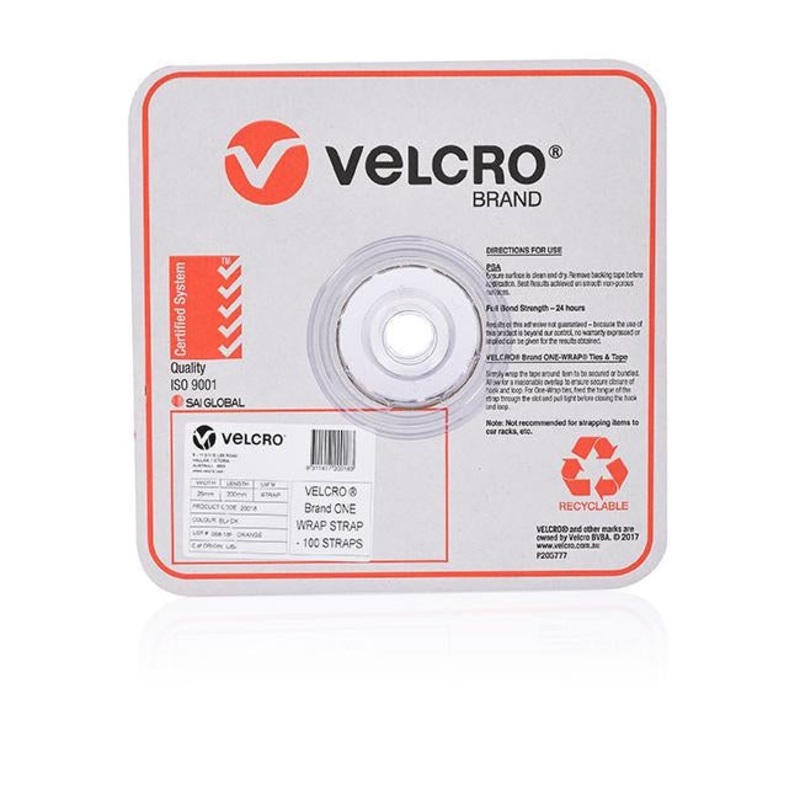 Velcro brand one-wrap adjustable wrap 200mm 100pcs black