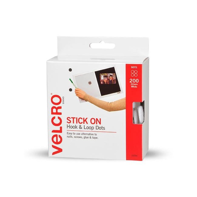 Velcro brand stick on dots hook and loop white 200pk