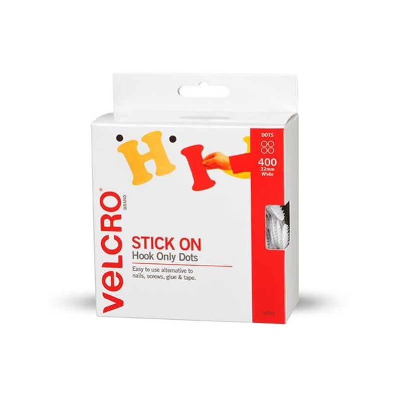 Velcro brand stick on dots hook white 400pk
