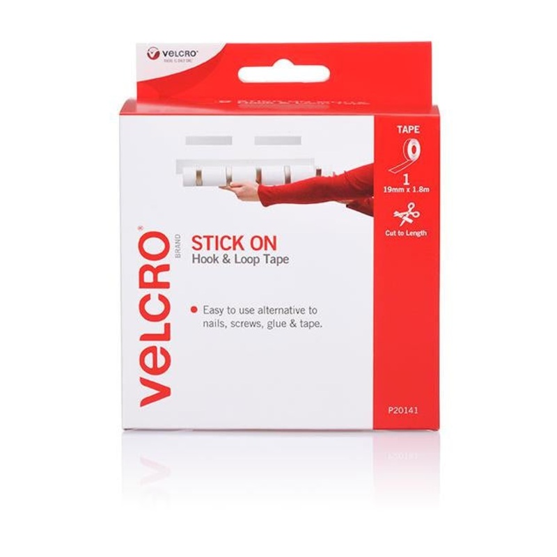 Velcro brand stick on hook & loop tape 19mm x 1.8m white