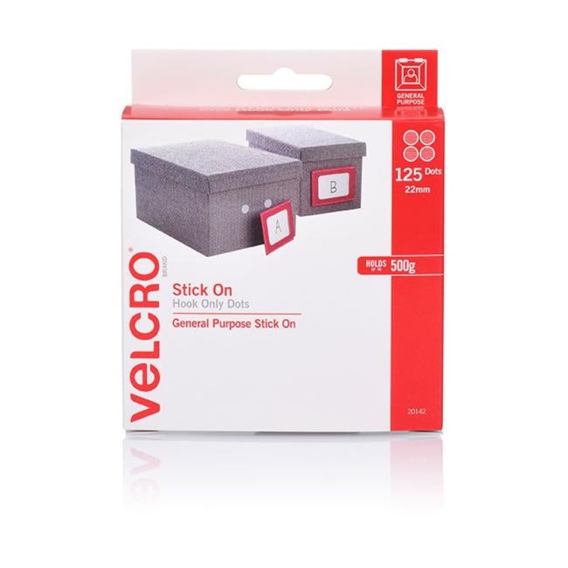 Velcro brand stick on hook only dots 125 dots 22mm white