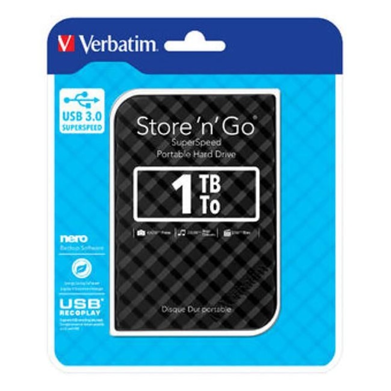 Verbatim 2.5'' store and go hard drive super speed usb 3.0 1tb