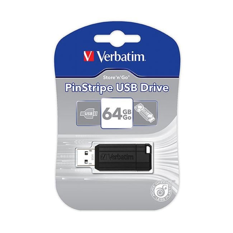Verbatim store and go usb drive pinstripe black 64gb