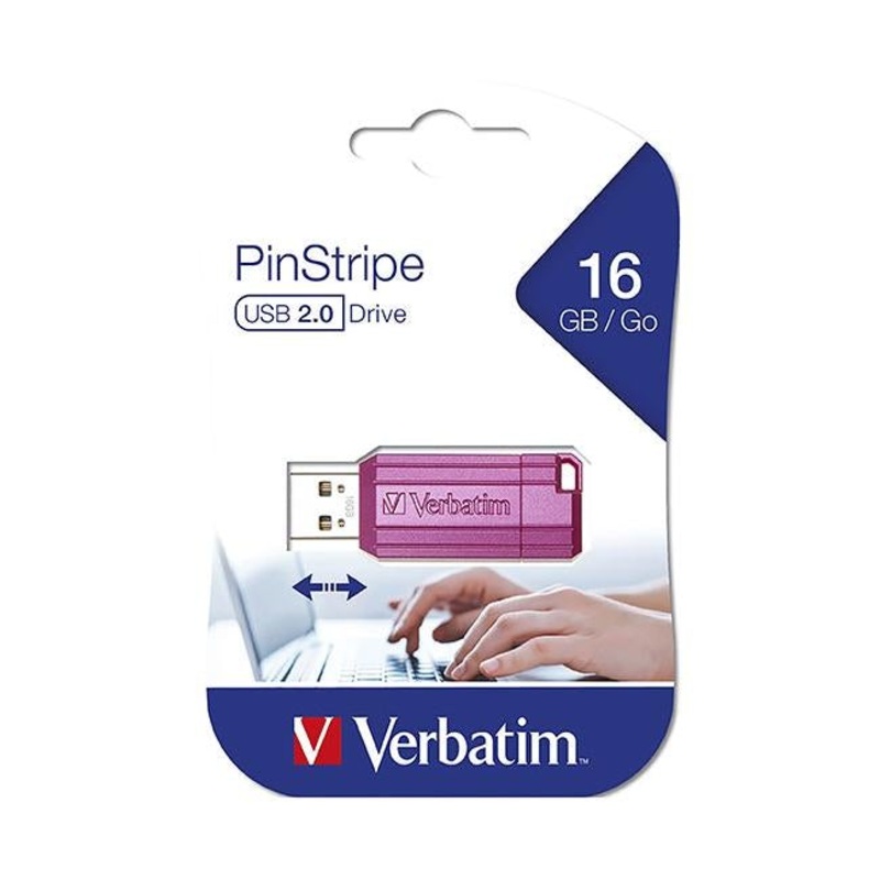 Verbatim store'n'go pinstripe usb drive 16gb pink