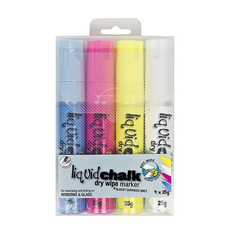 Texta liquid chalk marker dry wipe astd wallet 4 chisel
