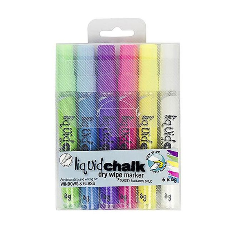 Texta liquid chalk marker dry wipe astd wallet 6 bullet