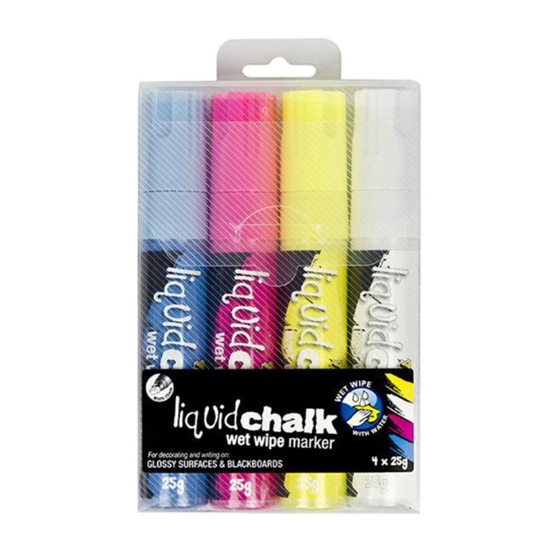 Texta liquid chalk marker wet wipe astd wallet 4 bullet