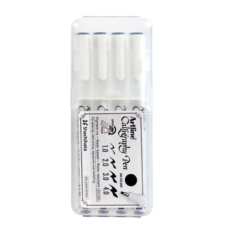 Artline calligraphy pen black pk 4 hc
