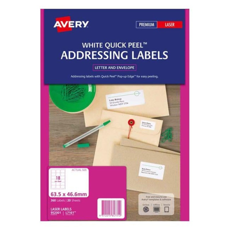 Avery Label L7161-20 Laser 18up 20 Sheets