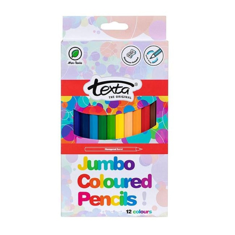 Texta coloured pencils jumbo astd pk12