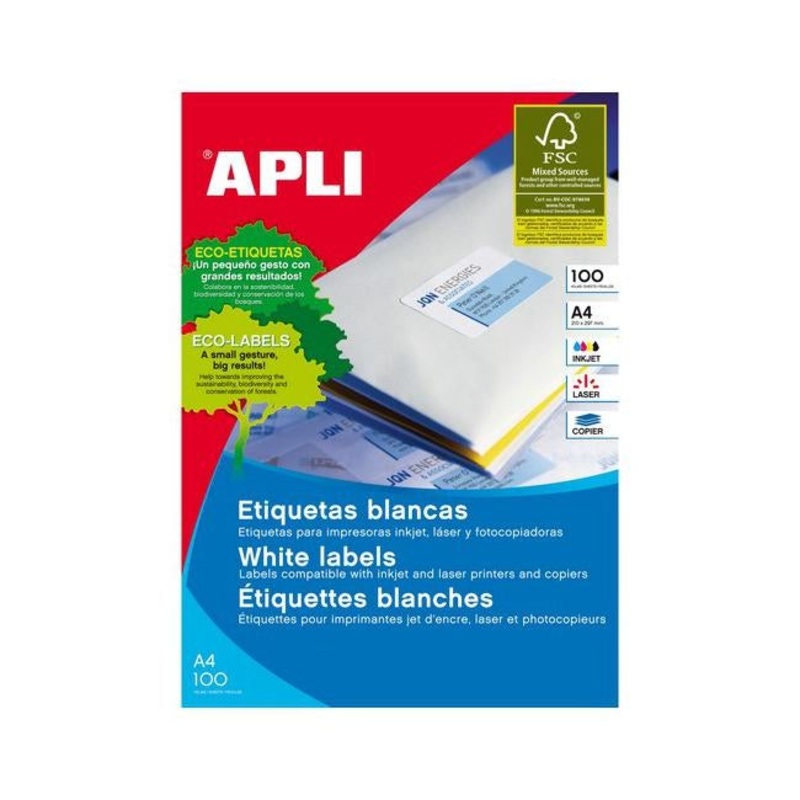 Apli labels a4 99x57mm round 100 sheets