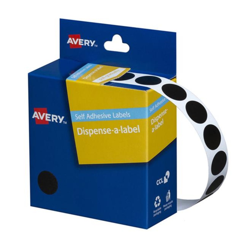 Avery Label Dispenser Dmc14bl Black Round 14mm 1050 Pack