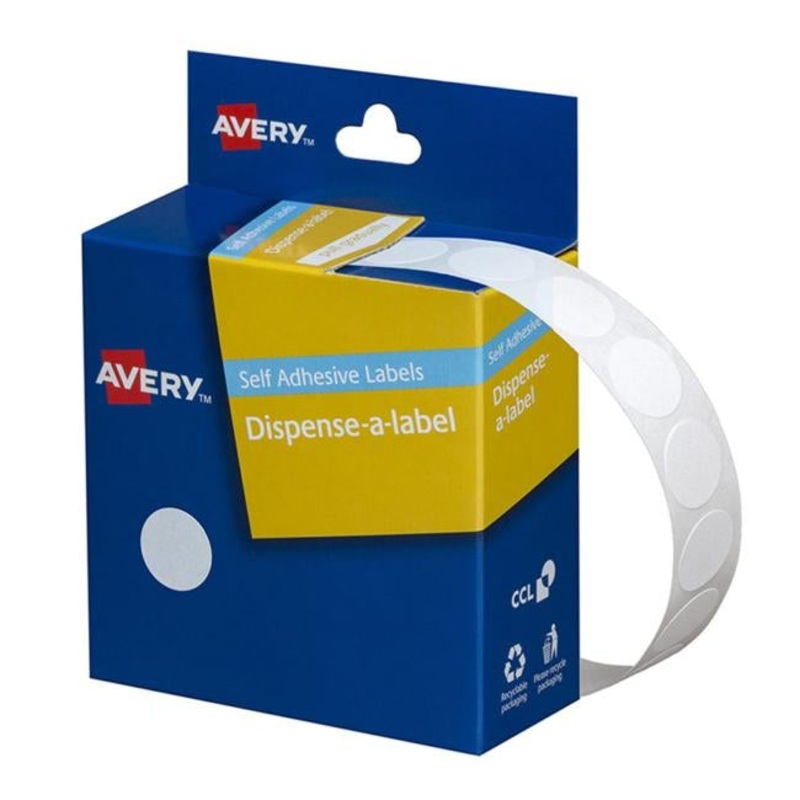 Avery Label Dispenser Dmc14w White Round 14mm 1200 Pack
