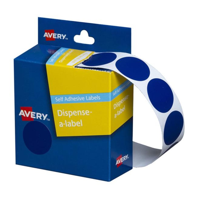 Avery Label Dispenser Dmc24b Blue Round 24mm 500 Pack