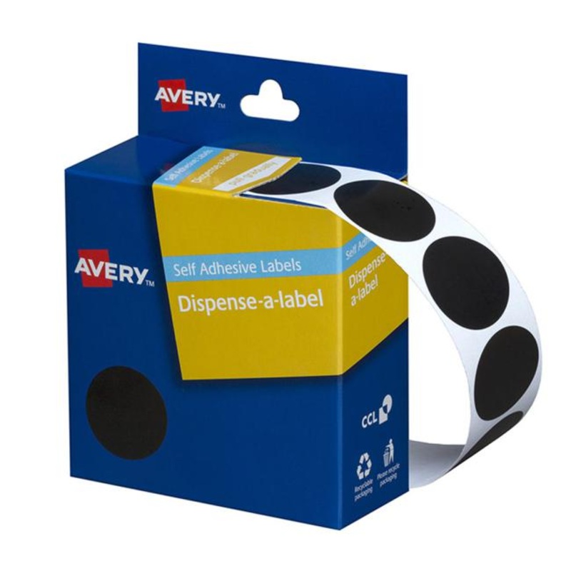 Avery Label Dispenser Dmc24bl Black Round 24mm 500 Pack