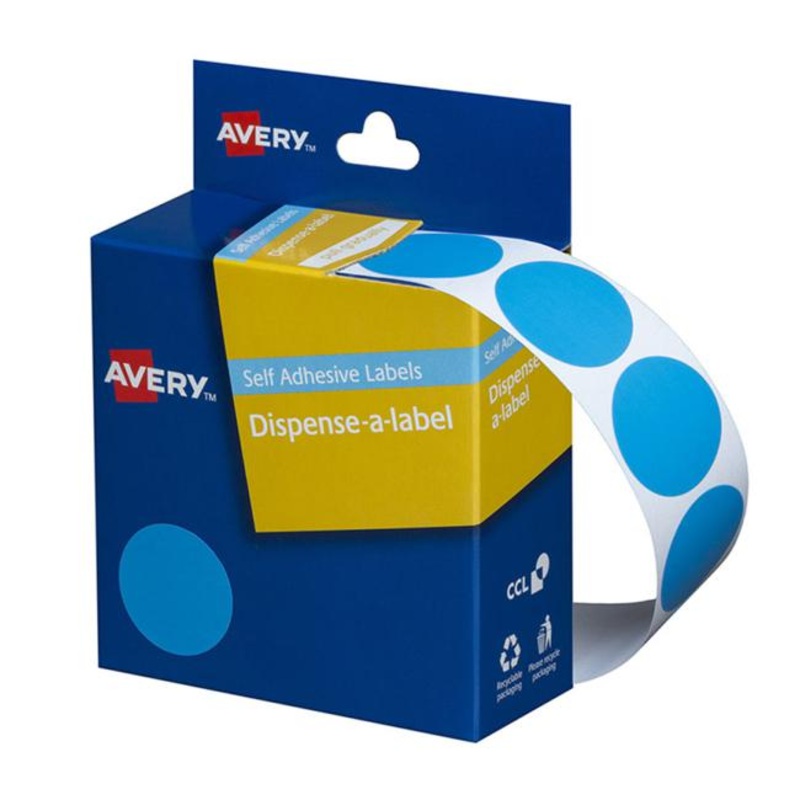 Avery Label Dispenser Dmc24lb Light Blue Round 24mm 500 Pack